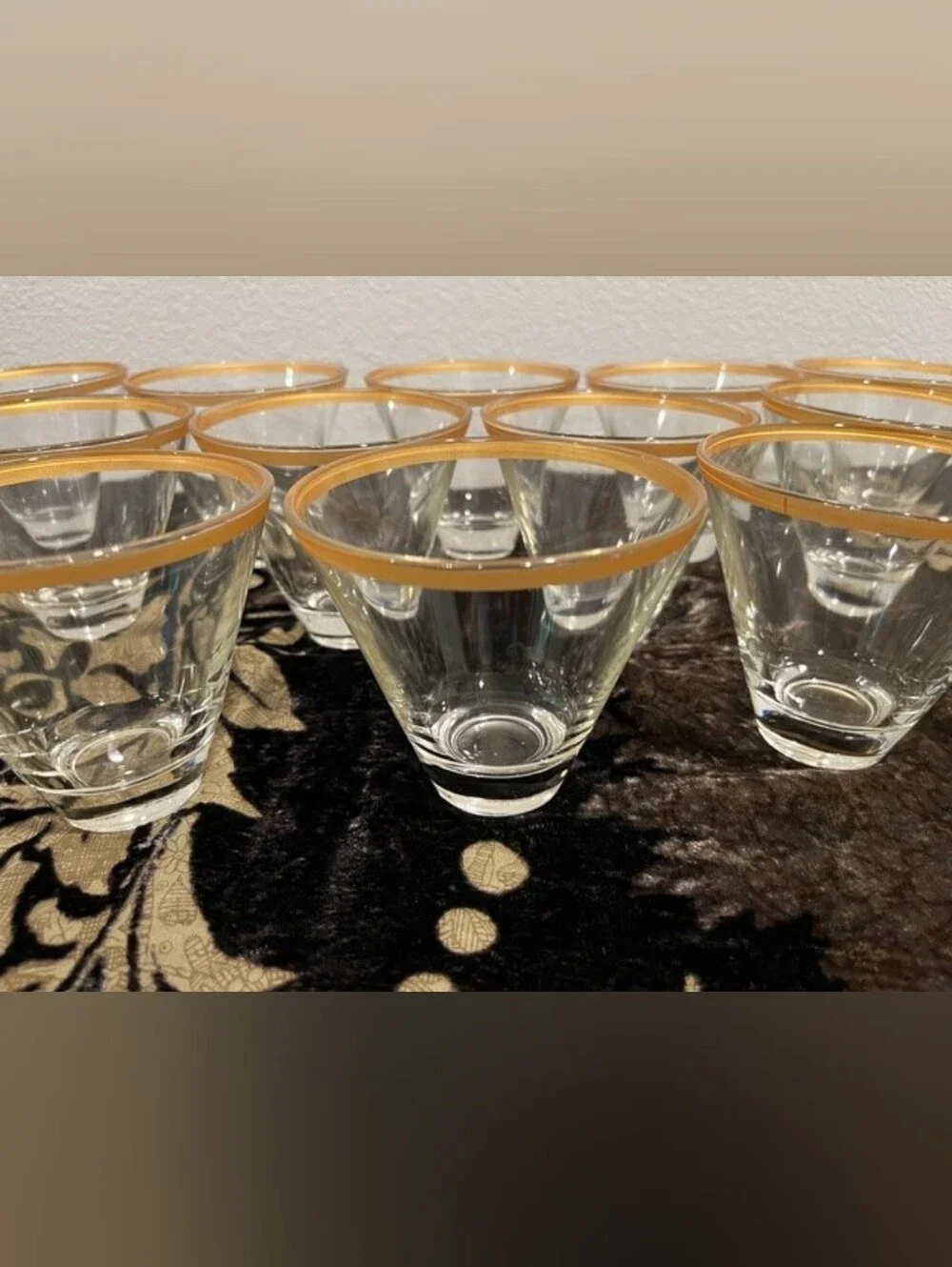 MCM Gold Rim Vodka/Cocktail Glasses Set Of 2 - Picture 6 of 13